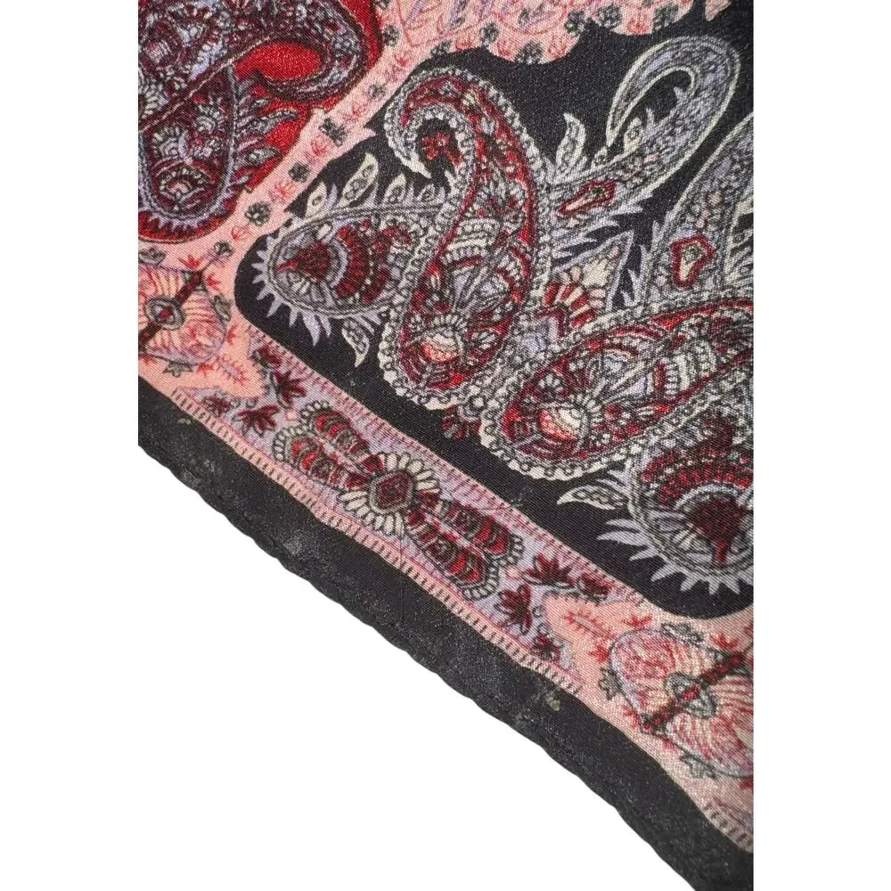 Ellen Tracy Paisley Boho Scarf 56x15 Rectangle Pink Festival Hippie‎ Silky ~Flaw